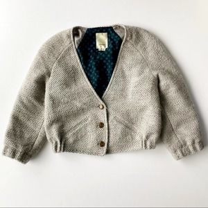 Elevenses Crop Blazer Button Front V-Neck